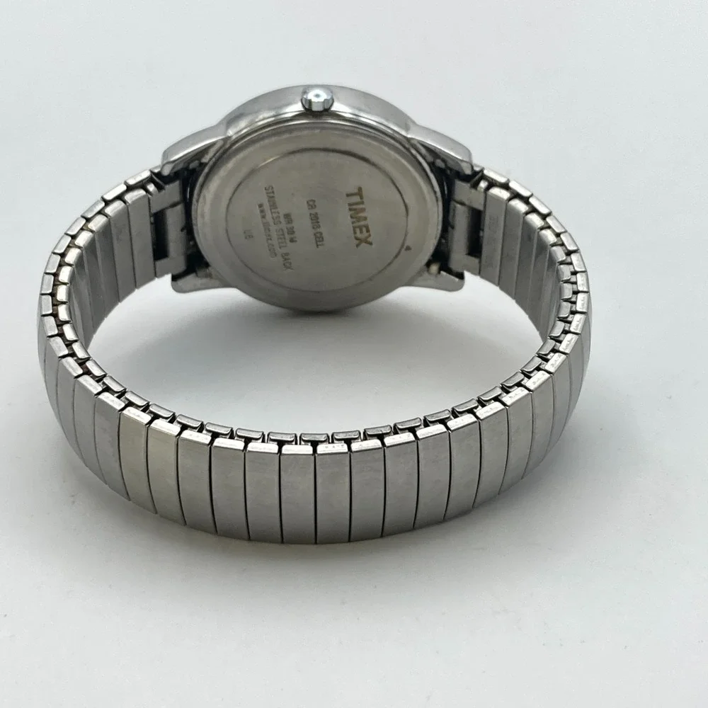Timex Easy Reader Men's Watch 35mm Silver Tone Indiglo Stretch Band New Battery